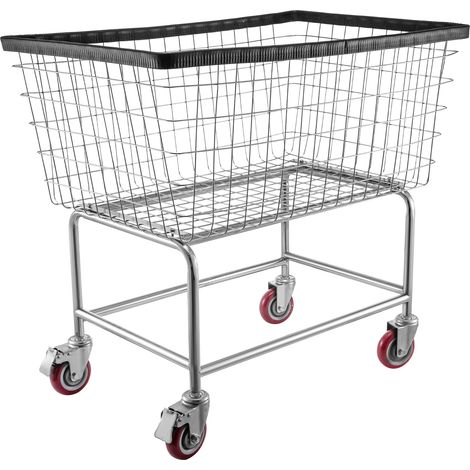 VEVOR Carrello portabiancheria in filo metallico con ruote, Carrello portabiancheria in filo metallico commerciale da 35''x15,7''x22'', Telaio in acciaio con finitura cromata (1/5)