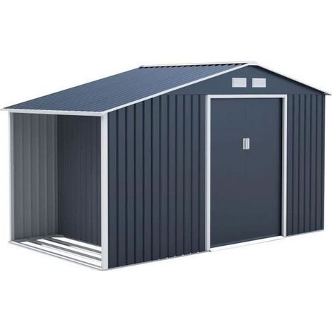 Abri de jardin métal 6,53 m² – Acier avec traitement anti-corrosion – Portes coulissantes larges – Kit d'ancrage inclus (1/4)