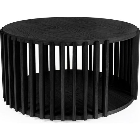 Table Basse Ronde Design "Drum" 83cm Noir (1/5)
