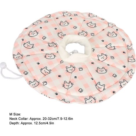Cat Cone Collar Drawstring Adjustable Prevents Licking and Biting Waterproof Breathable Cat Elizabethan Collar Blue S Neck Collar:12‑25cm/4.7‑9.8in, Depth:10.5cm/4.1in (1/5)
