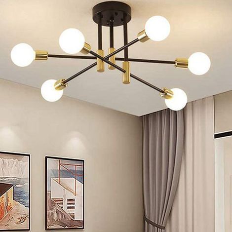 Accessoires pour suspensions et lustres, ensemble de 6 lustres - Plafonnier minimaliste nordique à la forme créative pour salon, salle à manger, chambre, lampe de plafond de style luxueux (ampoule non (1/3)