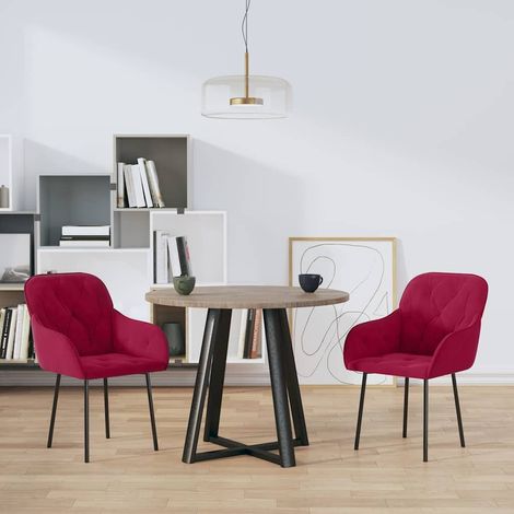 Beyamis Ensemble de 2 chaises de salle à manger en velours rouge Bordeaux (1/5)