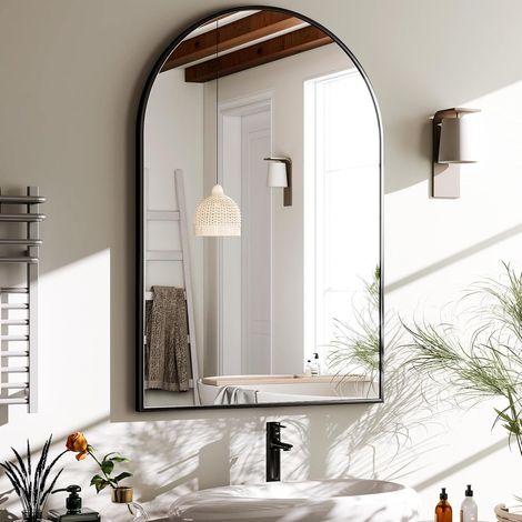 Miroir mural incurvé 61 x 91 cm – miroir de salle de bain, miroir cosmétique (1/5)