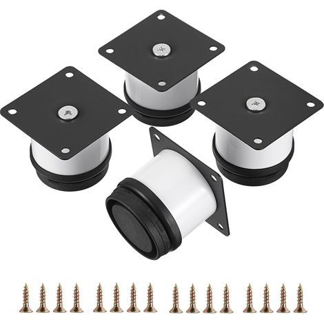 4er-Set Möbelfüße aus Edelstahl, 5,1 cm – Kleine Schreibtischbeine aus Metall – Sofabeine – Verstellbare Ersatzbeine aus weißem Metall – Runde Schrankbeine – Rallo (1/5)