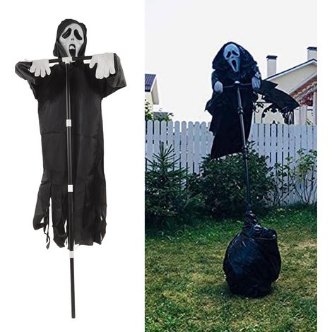 Épouvantail effrayant en polyester PVC avec poteau détachable, décoration de jardin fantôme pour Halloween et protection rurale (1/5)