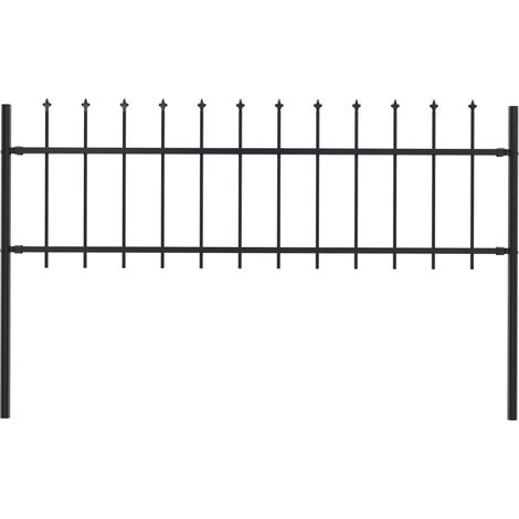 Clôture de jardin avec dessus en lance Acier 1,7 x 0,6 m Noir (1/5)