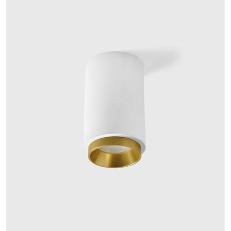 TECNICO Lampada da soffitto in gesso con anello metallico con finitura nero opaco, bianco opaco, ottone spazzolato e rame spazzolato. Dotata di portalampada GU10.