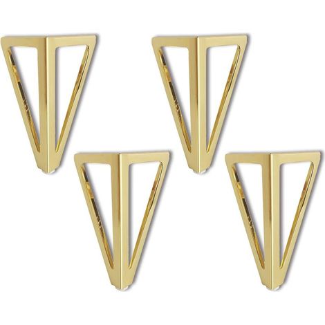 Juego de 4 patas de repuesto para muebles, 15 cm, triangulares, doradas, ideales para mesas de bricolaje, sillas, armarios, sofás y otros muebles. (1/5)