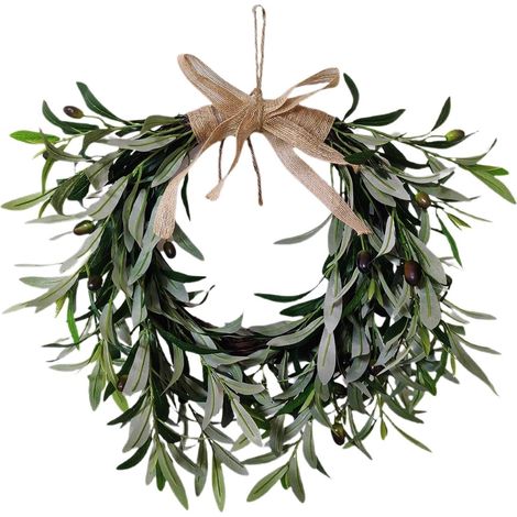 Couronne rustique branches artificielles – 50 cm, toute saison, intérieur/extérieur