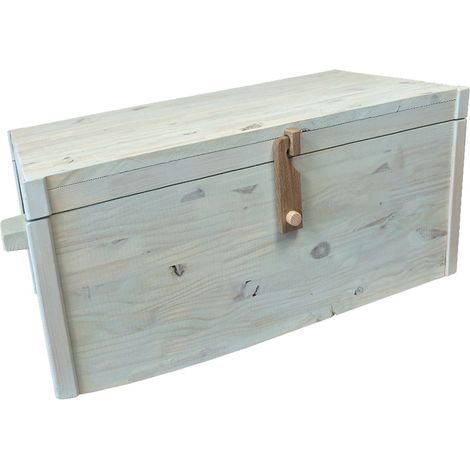 Coffre en bois de pin lasuré vert fait main 45 x 35.5 x 71 cm (1/3)