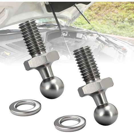 Kugelzapfen à ressort à gaz avec tête sphérique de 10 mm et filetage M8 - Boulon sphérique en acier inoxydable de 10 mm pour ressort à gaz pour hayon de voiture, Convient pour le capot moteur, la (1/5)