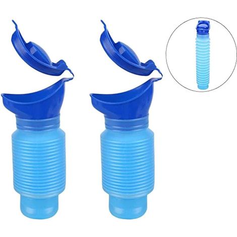 Lot de 2 750 ml urinoirs d'urgence portables et pliables pour homme et femme, pour voyage, conduite, camping, voiture, toilettes, pour enfants et personnes âgées (1/5)