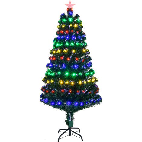 Sapin de Noël artificiel illuminé de 1,5 m, en fibre optique, avec étoile illuminée, 180 LED et embouts de branches, décoration de Noël pour la maison, le bureau, le magasin ou les fêtes, vert (1/5)