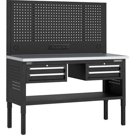 Sealey APMWB60COMBO3SS Superline PRO Modular Workbench with 4 Drawers Stainless Steel Worktop 1525mm