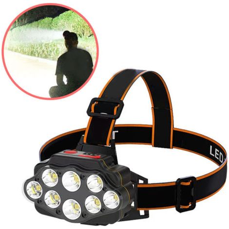 QORVA
-Lampe frontale étanche à chargement USB super lumineuse 8 LED lampe frontale rechargeable pour la marche nocturne, la randonnée, la pêche,DUBUNS
