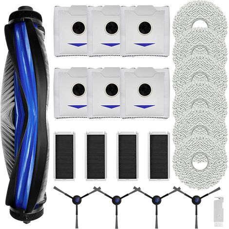 FOREHILL Kit accessoires pour ECOVACS DEEBOT N30 PRO OMNI/ N30 PRO/ N30 OMNI, Pices de Rechange 1 Brosse Principale, 6 Serpillires, 6 Sacs Poussire, 4 Filtres HEPA, 4 Brosses Latrales (1/5)