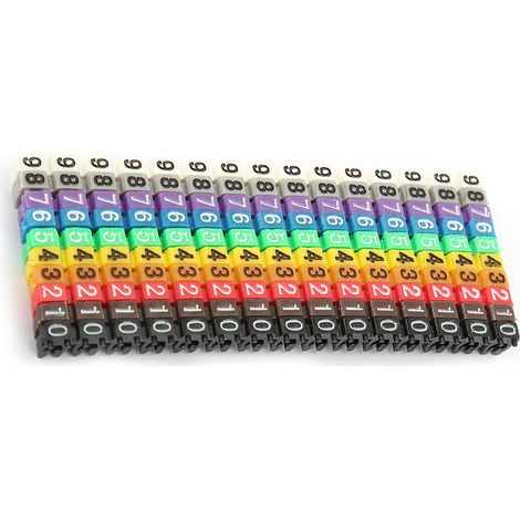 Étiquettes numérotées numériques pour tubes de câbles, marqueurs de câbles colorés (150 pièces, 1,5 mm²) (1/5)