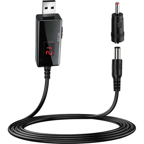 Câble USB vers DC, Convertisseur USB Boost 5V à 9V/12V avec Affichage LED Convertisseur Step-Up Portable Routeur, Ventilateur, Lampes, Bandes LED, Panneaux Solaires, Adaptateur USB Alimentation Mobile (1/5)