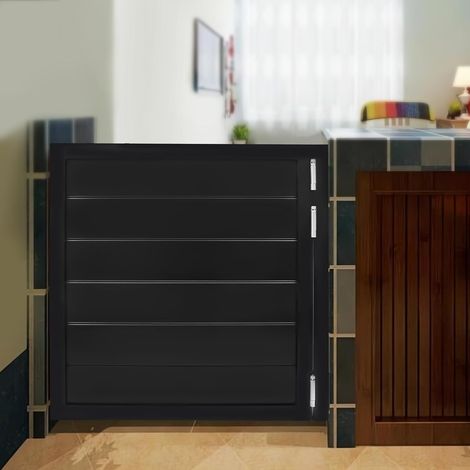 Porte battante de café en bois massif Porte battante Porte battante intérieure 90 x 90 cm, Porte pendulaire à barre simple, porte intérieure décorative pour garde-manger (noir) (1/5)