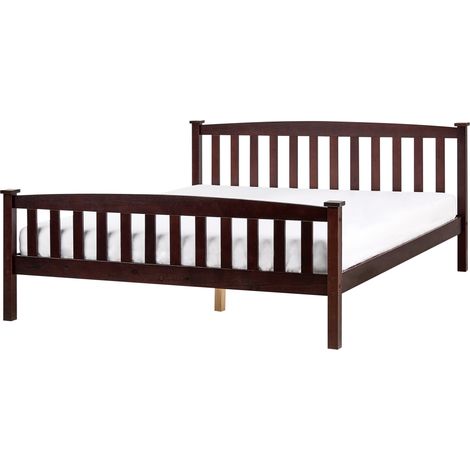 Cama con somier de madera natural de pino marrón oscuro 160 x 200 cm Giverny (1/5)
