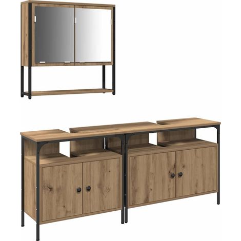 Maison Exclusive - Badezimmermöbel-Set mit Regal mit Tür 3 pcs Br
