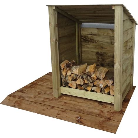 Wooden Log Store Reverse Roof, W99xH126cm (Light green, natural finish)