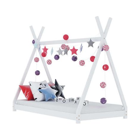 Lit enfant tente bois pin massif blanc Indiana 90x200 cm (1/5)