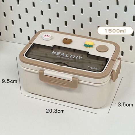 Boîte À Lunch - Bento 1500 ml - Résistant Micro-ondes - Compartiments Séparés - Pour École Pique-nique Bureau - 1 Pièce (1/4)