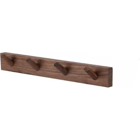 Bardusch-Support mural en bois 35 cm, patères pour vêtements, sacs ou chapeaux, marron (1/5)