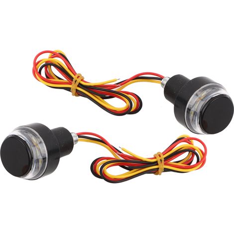 2 Feux LED pour Guidon Moto, Poignées Clignotants à Bouchon d'Extrémité Rouges (1/5)