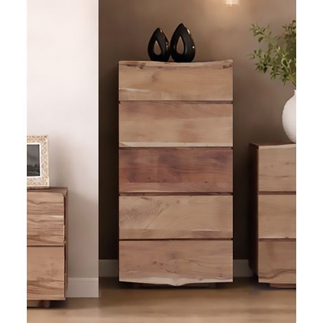 CASSETTIERA 5 CASSETTI MOD. SPU-035 IN LEGNO DI ACACIA TINTA NATURALE