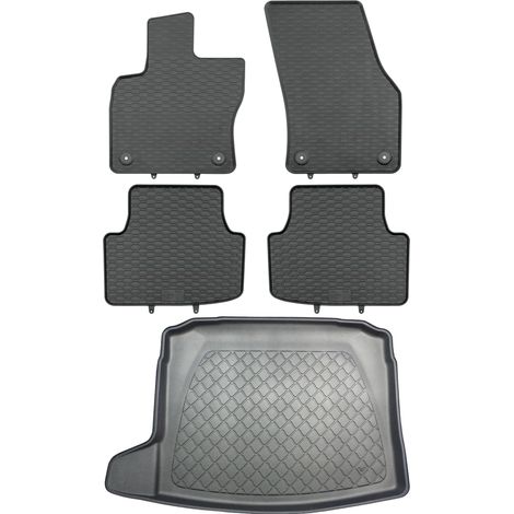 Ensemble de tapis de sol en caoutchouc pour Volkswagen Tiguan II SUV (à partir de mai 2016) + tapis de coffre