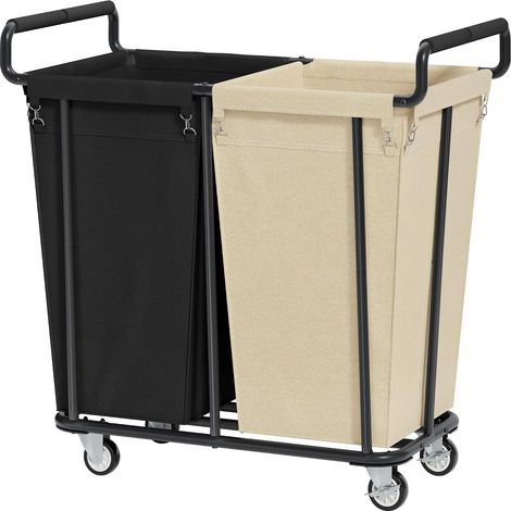 Panier à Linge, 360L Chariot Linge Sale, 2 Compartiment Bac Linge (1/5)