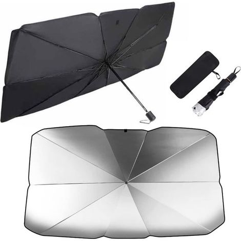 Parasole per parabrezza con protezione UV (taglia S) 125 x 65 cm parasole per auto con borsa per il trasporto, isolamento termico, ruotabile a 360°, fal (1/5)