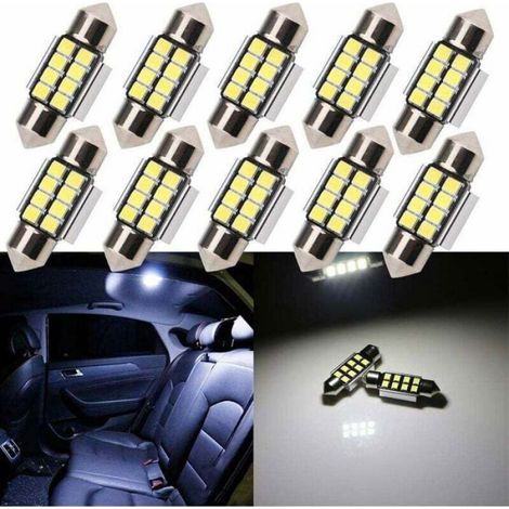 Ampoule C5W - LED 31 mm - 2835 SMD 8 pcs - 6500 K - Tension DC 12 V - Pour Éclairage Intérieur Voiture - Lot de 10 (1/4)