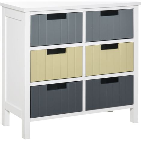 6 Drawer Storage Tower, Dresser Chest with Wood Top, Organizer Unit for Closets Bedroom Nursery Room Hallway