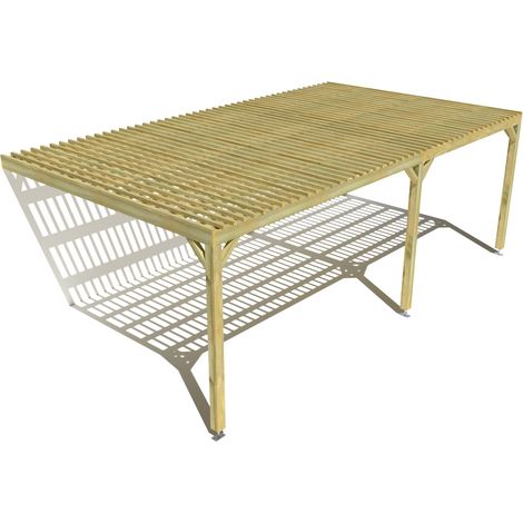 Pergola bois • 7m x 4m • adossée • sens largeur • lattage bois • livraison comprise