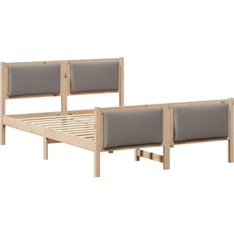 Lit double,Lit adulte,Cadre de lit avec tête de lit Taupe 160 x 200 cm tissu CFW323266 (1/5)