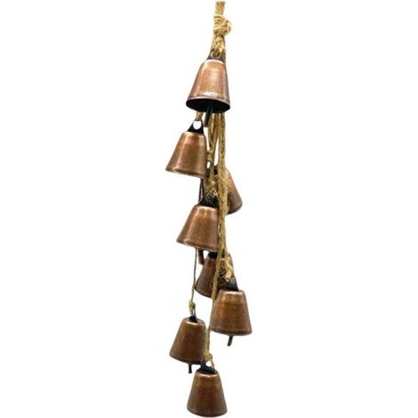 Clochettes en métal style rétro, petites cloches à suspendre avec corde, décorations de Noël anciennes dorées (1/5)