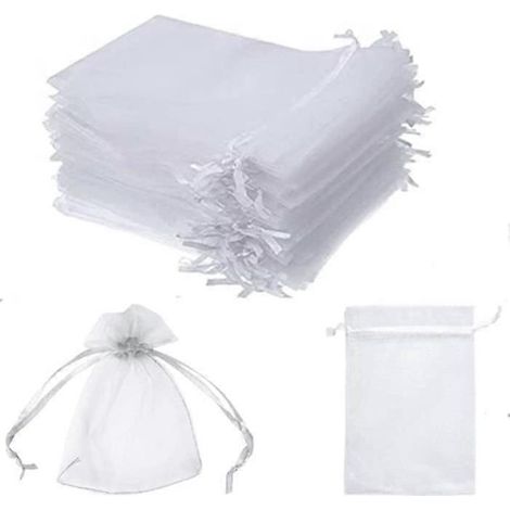 Lot de 50 sachets transparents en organza SumDirect de 10 x 15 cm, sachets à cordon pour bijoux, sachets cadeaux pour invités de mariage (1/5)