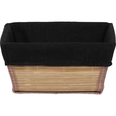 Cestino evase rettangolare in bambù e pp 21x16x11 cm - tessuto bambù nero - Tendance