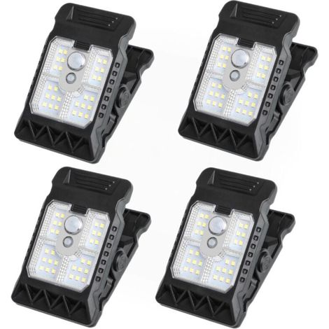 Lampes solaires à pince 4pcs (11.2cm) - Étanches avec détecteur mouvement - Éclairage clôtures/arbres/terrasses/allées - Éco-énergétique - Jardinniers et propriétaires (1/4)