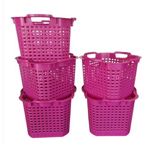 BURI Wäschekorb Set Universalkorb vers. Farben Stapelkörbe Gartenkörbe Korb robust - lila, 5 Stück