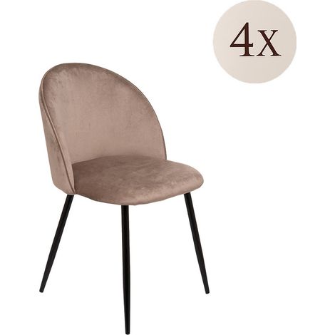 Dmora - Set di 4 sedie Stinson, Poltrona rivestita in velluto, Sedia da pranzo imbottita, Seduta per riunioni, 51x54h82 cm, Grigio, con imballo rinforzato