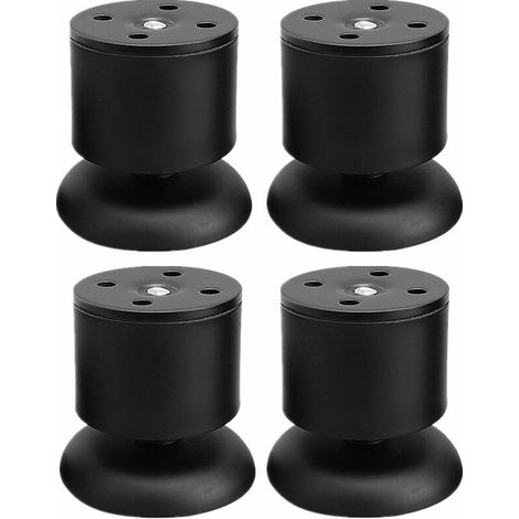 Juego de 4 patas negras para muebles - Patas de mesa ajustables de acero inoxidable de 6 cm con tapete de goma y tornillos (1/4)