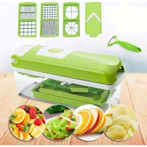 Accessoires cuisine et cuisson,Genius Nicer Dicer Smart (12 pcs.) en vert - coupe-légumes pour cubes, bâtonnets, tranches, lanières et quartiers - coupe-salade mandoline trancheuse à concombr