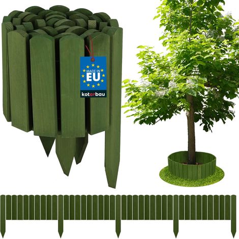 KOTARBAU® Bordure Jardin Exterieur Bois - 200 x 20 cm - Cloture Bois Jardin - Vert - Palissade Flexible - Décoration Jardin