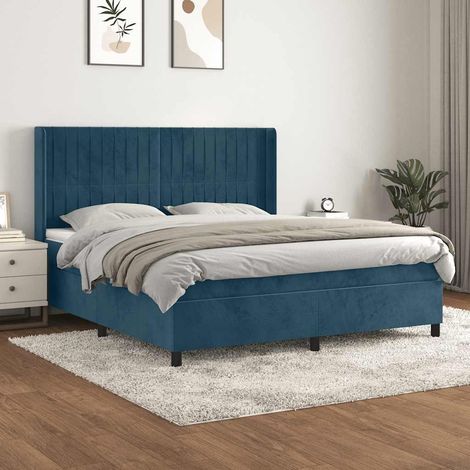 Teenpull – Boxspringbett mit Matratze Dunkelblau 160x200 cm Samt (1/5)