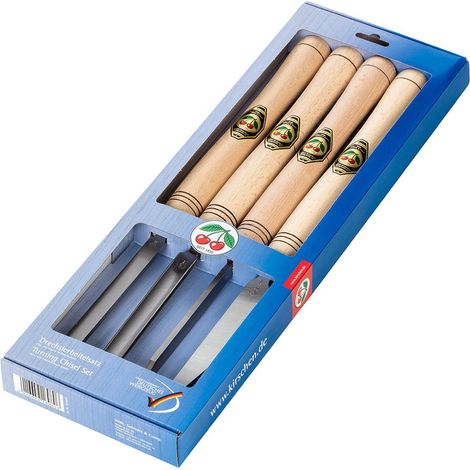 Kirschen 1694000 Drechsel Beitel, Stemmeisen Satz 4-tlg, ±HRc61, Heftlänge 30 cm