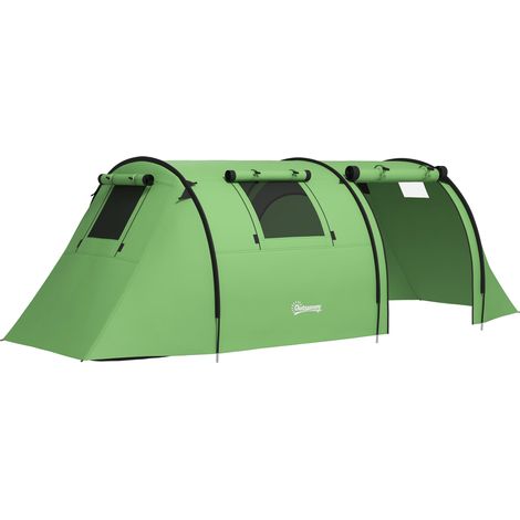 Campingzelt für 3-4 Personen, stabil, wasserdicht, Familiengröße mit Schlaf-/Wohnbereich, Wassersäule 3000 mm, dunkelgrün